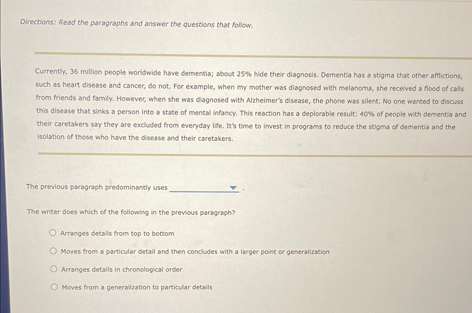 Solved Directions: Read The Paragraphs And Answer The | Chegg.com