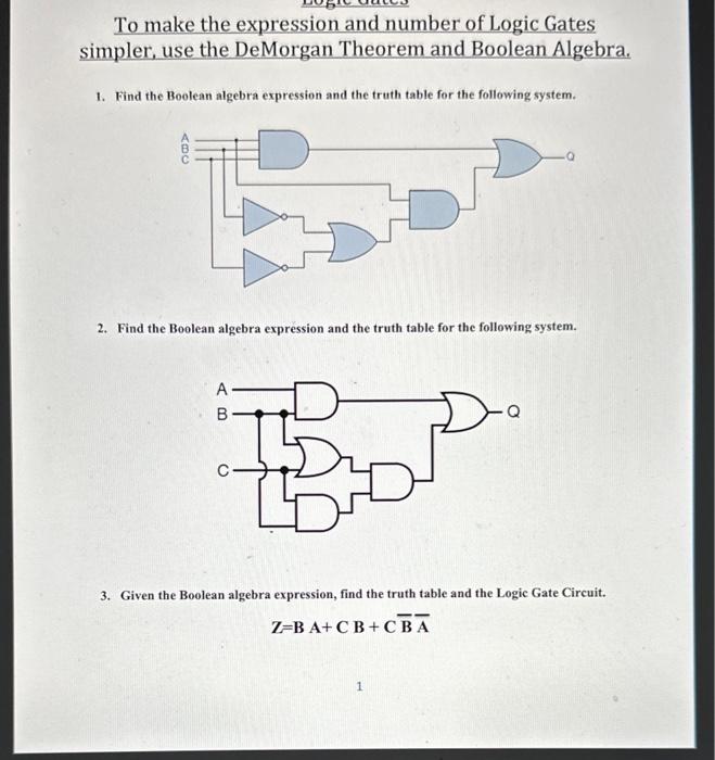 Solved To Make The Expression And Number Of Logic Gates | Chegg.com