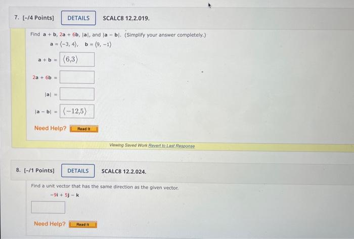 Solved Find A+b,2a+6b,∣a∣, And ∣a−b∣. (Simplify Your Answer | Chegg.com