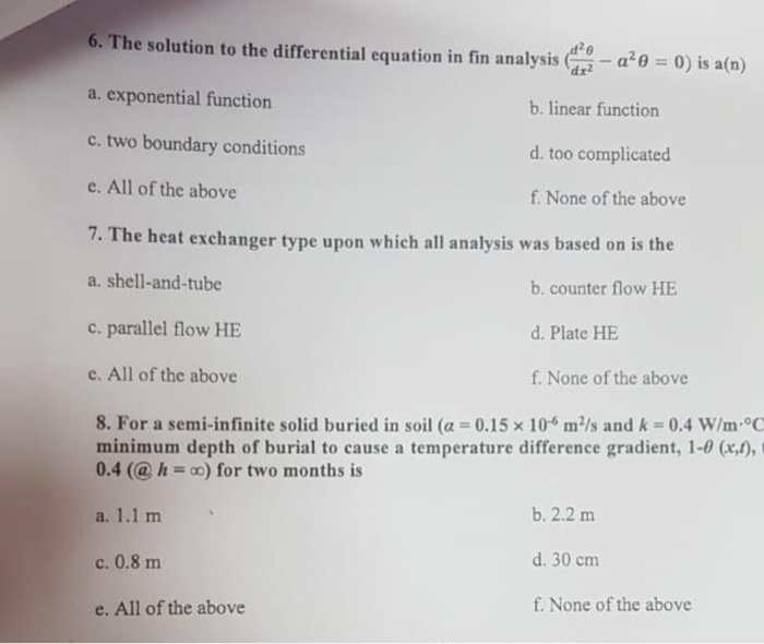 Solved 6. The Solution To The Differential Equation In Fin | Chegg.com