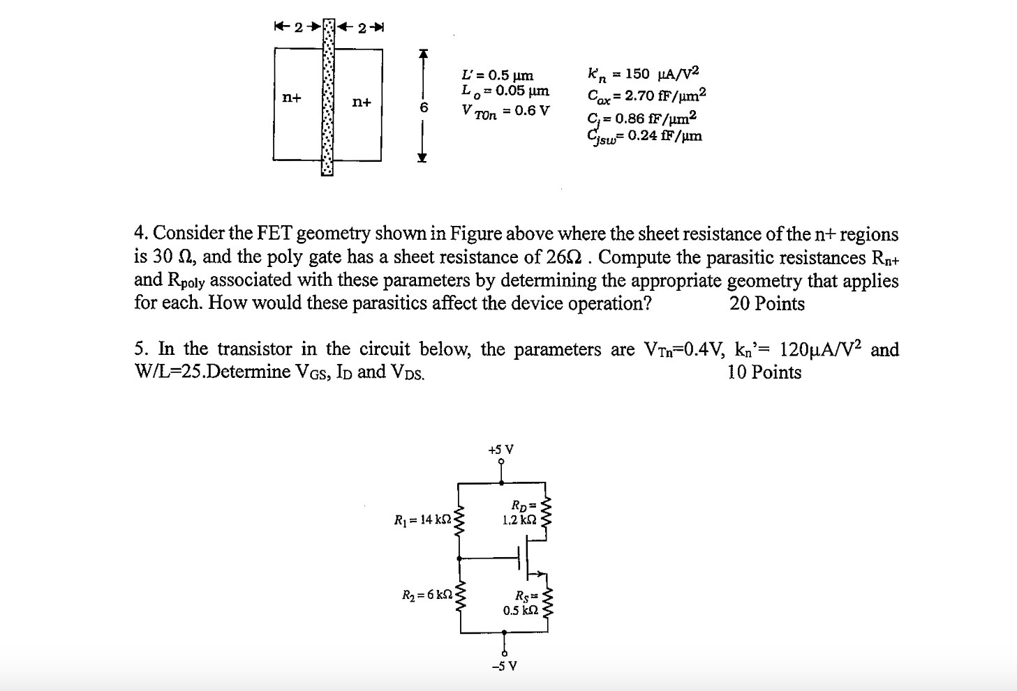Mos Fet Process Contant Math i want the answers for the following problems about | Chegg.com