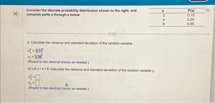 Consider The Discrete Probability Distribution Shown | Chegg.com