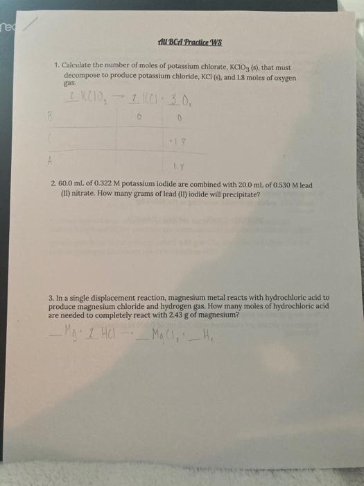 Solved HELP ASAP (all problems need either a BCA or BCCA | Chegg.com