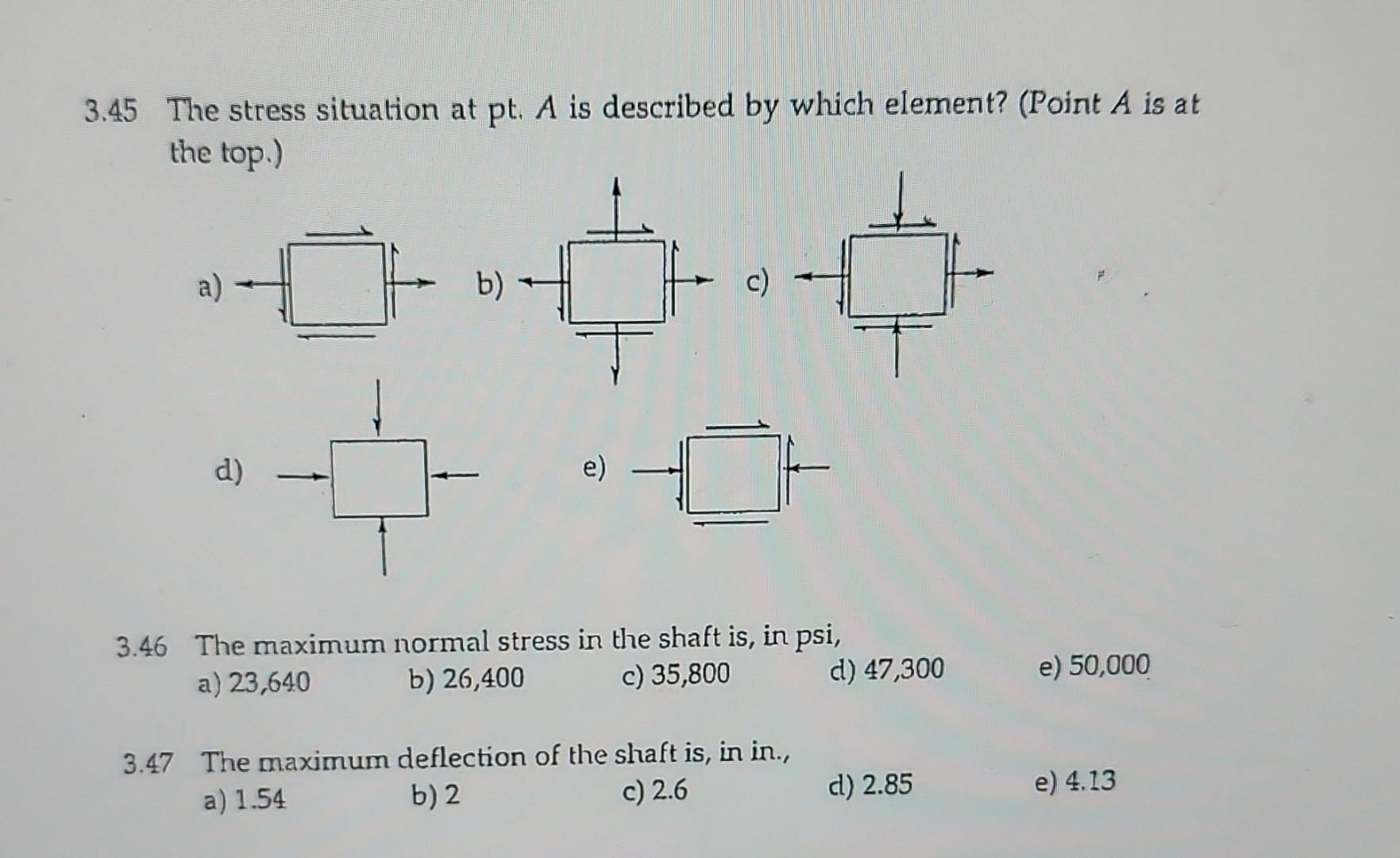 Solved .45 The stress situation at pt. A is described by | Chegg.com