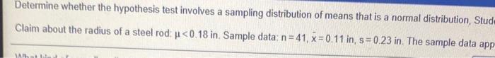 Solved determine whether the hypothesis test involves a | Chegg.com