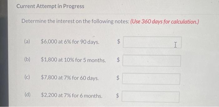 Solved Determine the interest on the following notes: (Use | Chegg.com