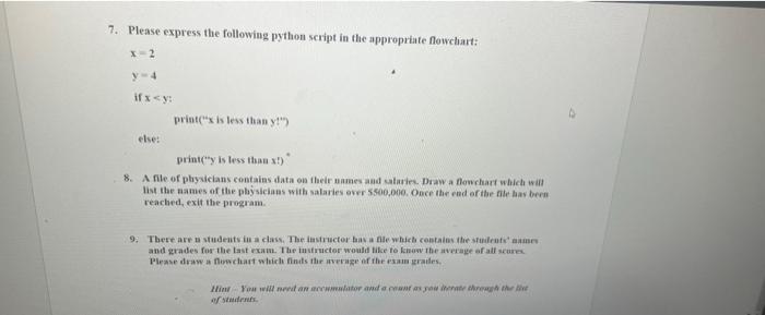 Solved 7. Please express the following python script in the | Chegg.com