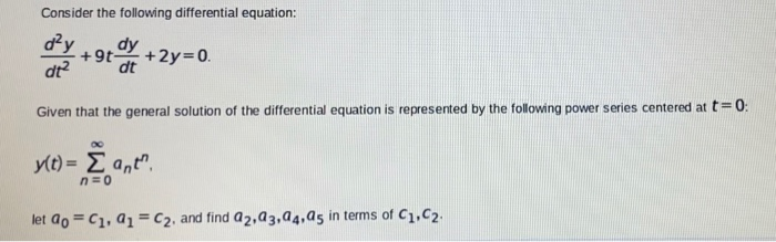 Solved Consider the following differential equation: d²y dy | Chegg.com