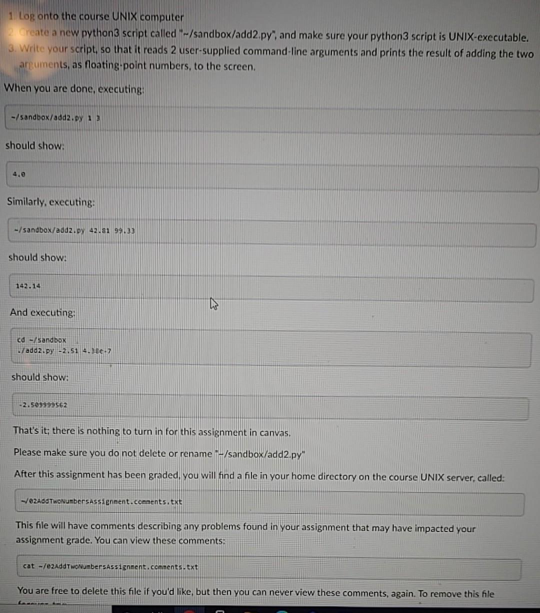 Solved 1 Log onto the course UNIX computer Create a new | Chegg.com