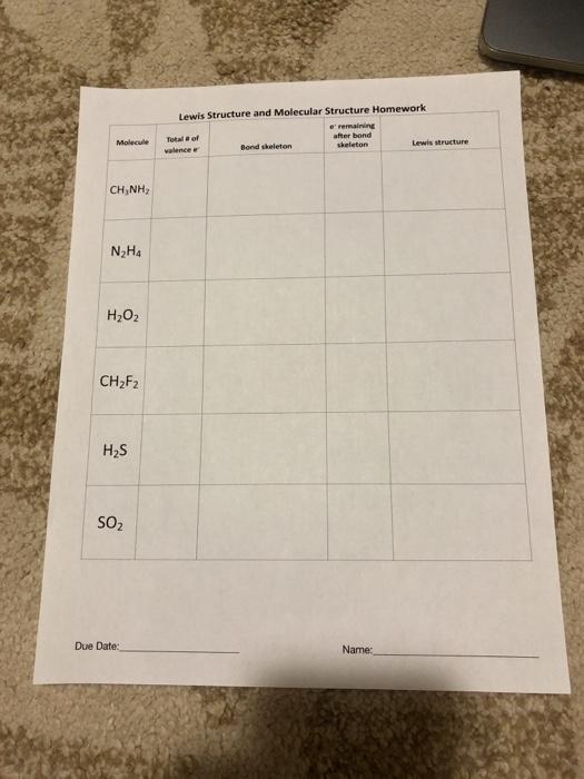Solved Lewis Structure and Molecular Structure Homework e | Chegg.com