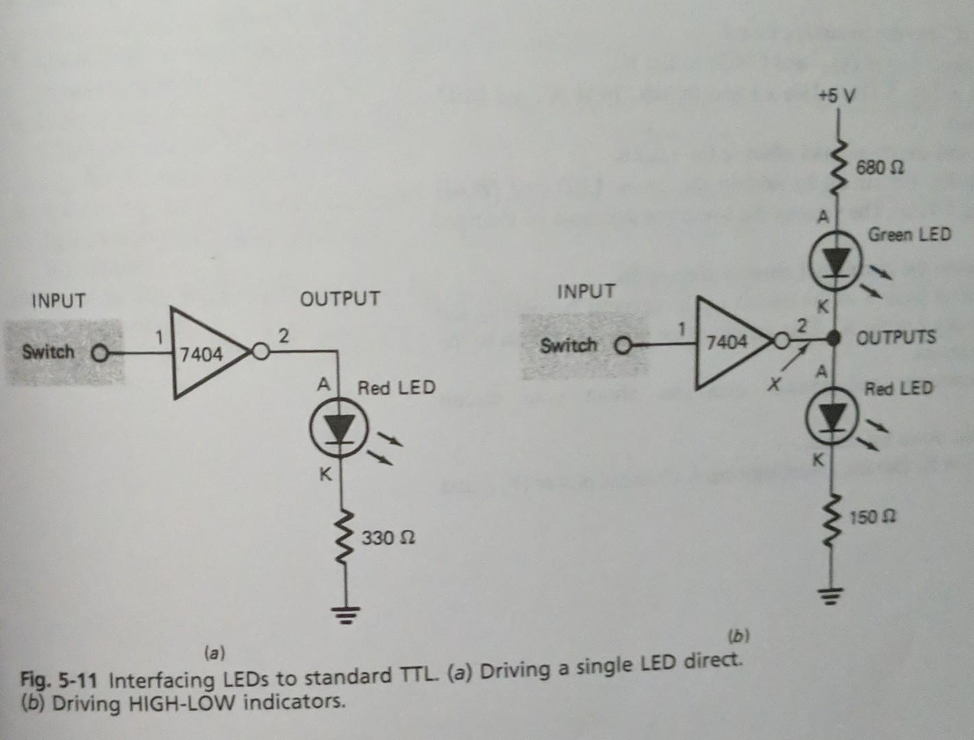 Solved +5 V 680 12 Green LED INPUT OUTPUT INPUT Switch O- | Chegg.com