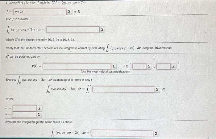Solved (1 point) Find a function f such that | Chegg.com