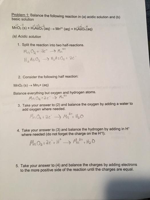 Solved Problem 1: Balance the following reaction in (a) | Chegg.com