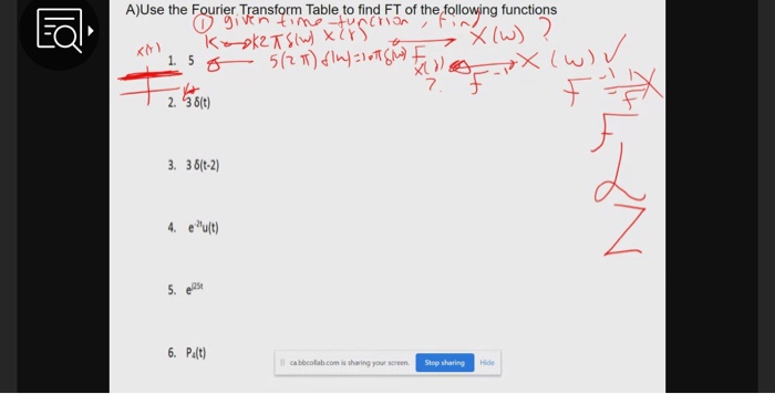 Solved lo A)Use the Fourier Transform Table to find FT of Q | Chegg.com
