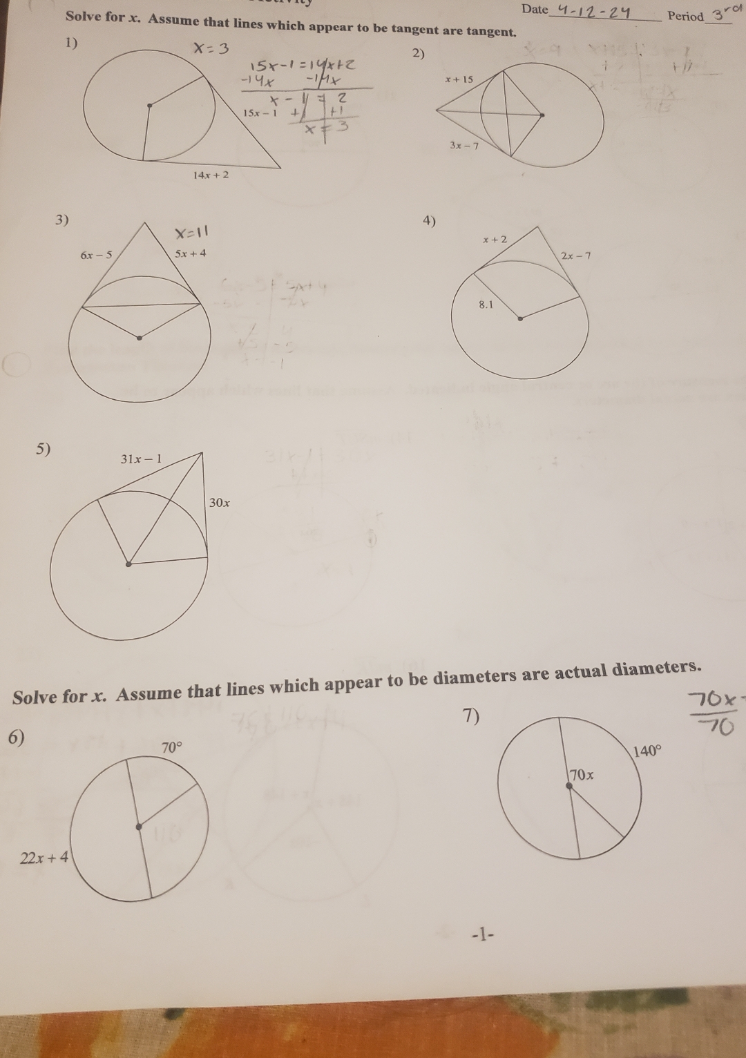 Solved Solve for x. ﻿Assume that lines which appear to be | Chegg.com