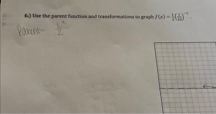 homework 6 parent functions & transformations