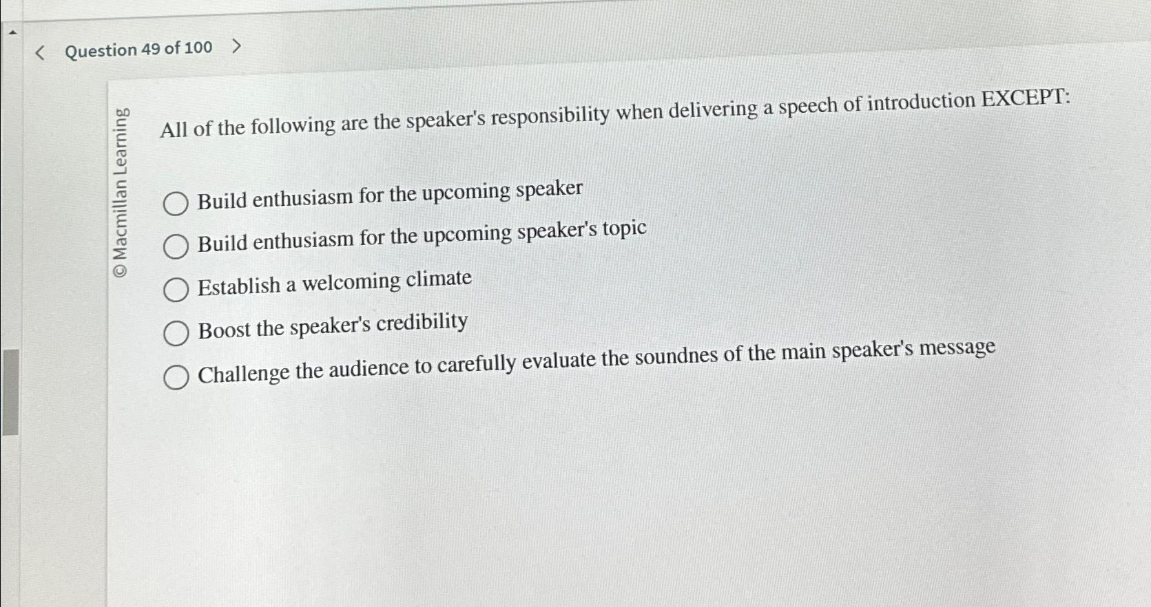 Solved Question 49 ﻿of 100All Of The Following Are The | Chegg.com