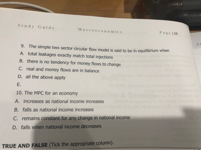 Solved Study Guide Macroeconomics Page 13 9. The Simple Two | Chegg.com