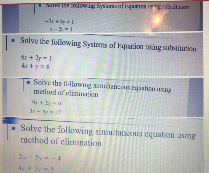 Solved Solve The Following Systems Of Equation Using | Chegg.com