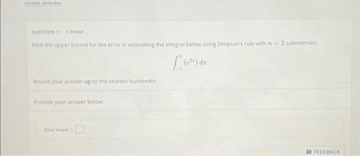 Solved Content Attribution Question 7 1 Point Find The Upper 