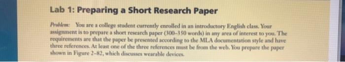 lab 1 preparing a short research paper