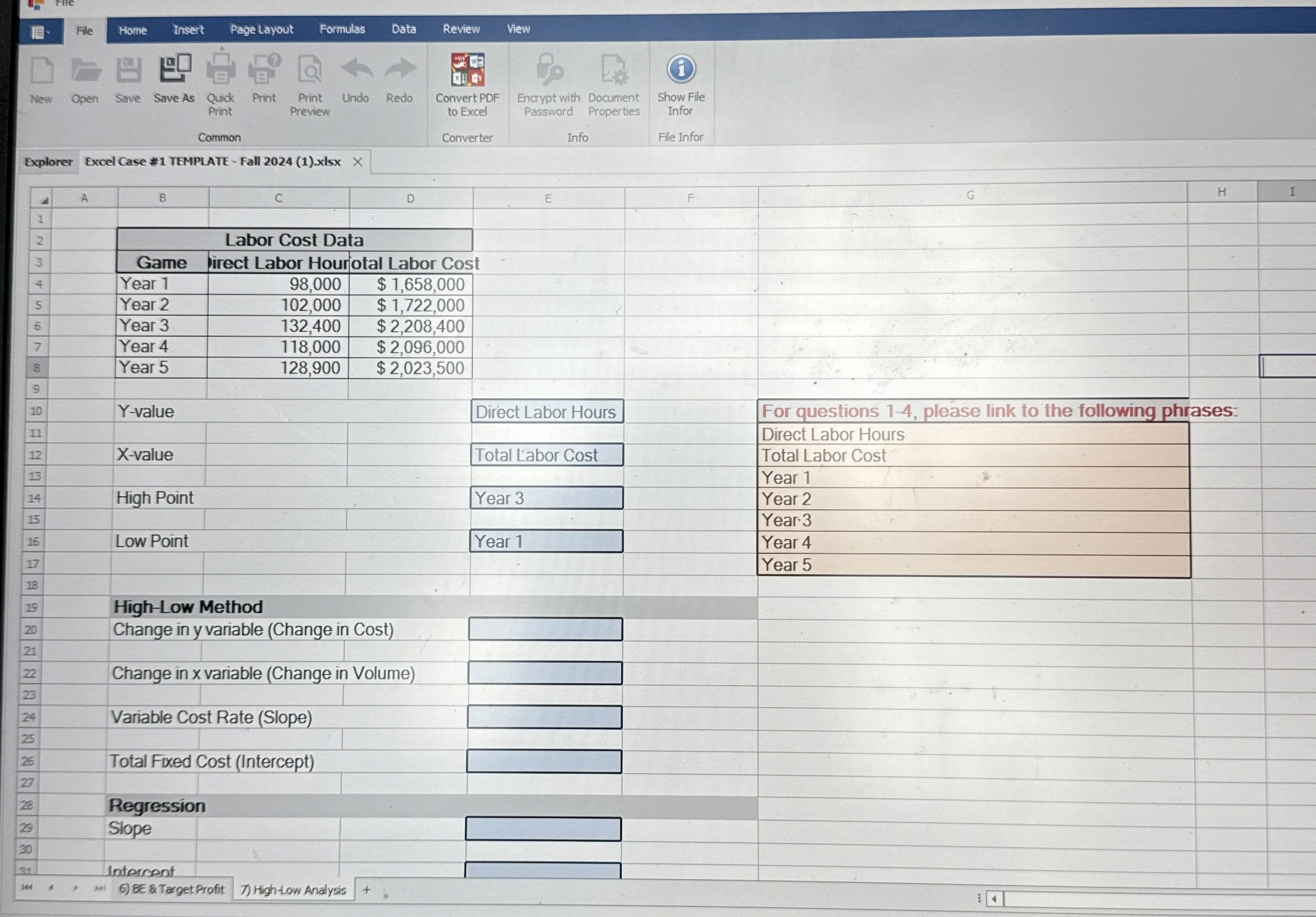 Solved Explorer Excel Case #1 ﻿TEMPLATE - ﻿Fall | Chegg.com
