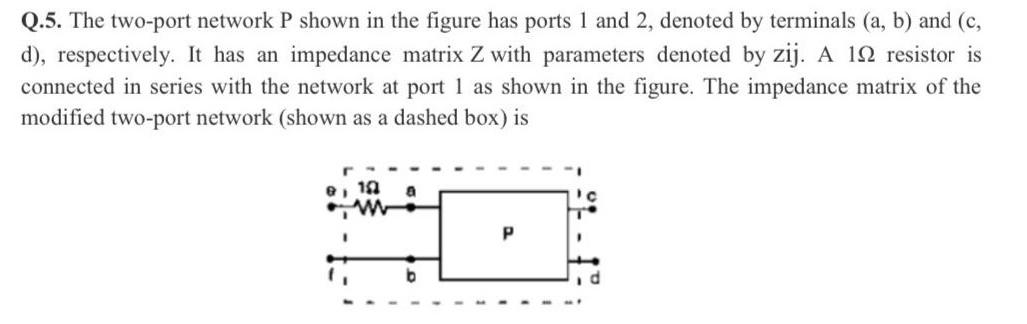 Solved Q.5. The two-port network P shown in the figure has | Chegg.com
