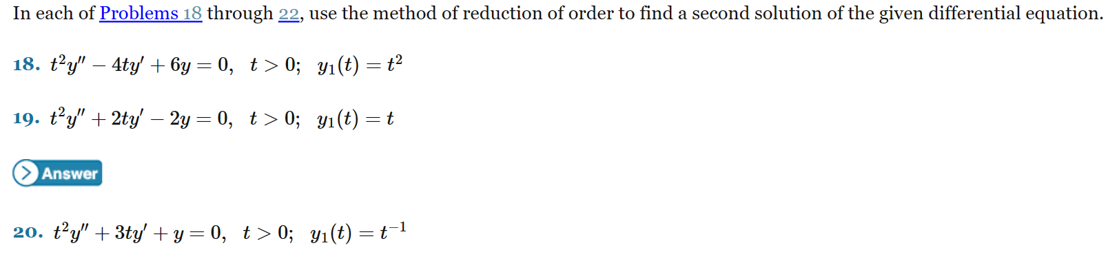 Solved In each of Problems 18 ﻿through 22?, ﻿use the method | Chegg.com