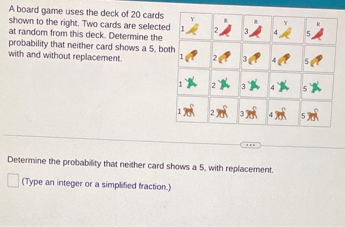 Solved A board game uses the deck of 20 cards shown to the | Chegg.com