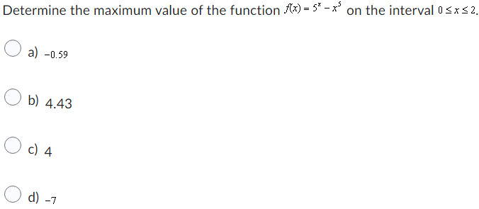 Solved Determine the maximum value of the function | Chegg.com
