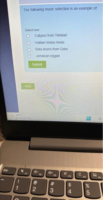 The following music selection is an example of: | Chegg.com