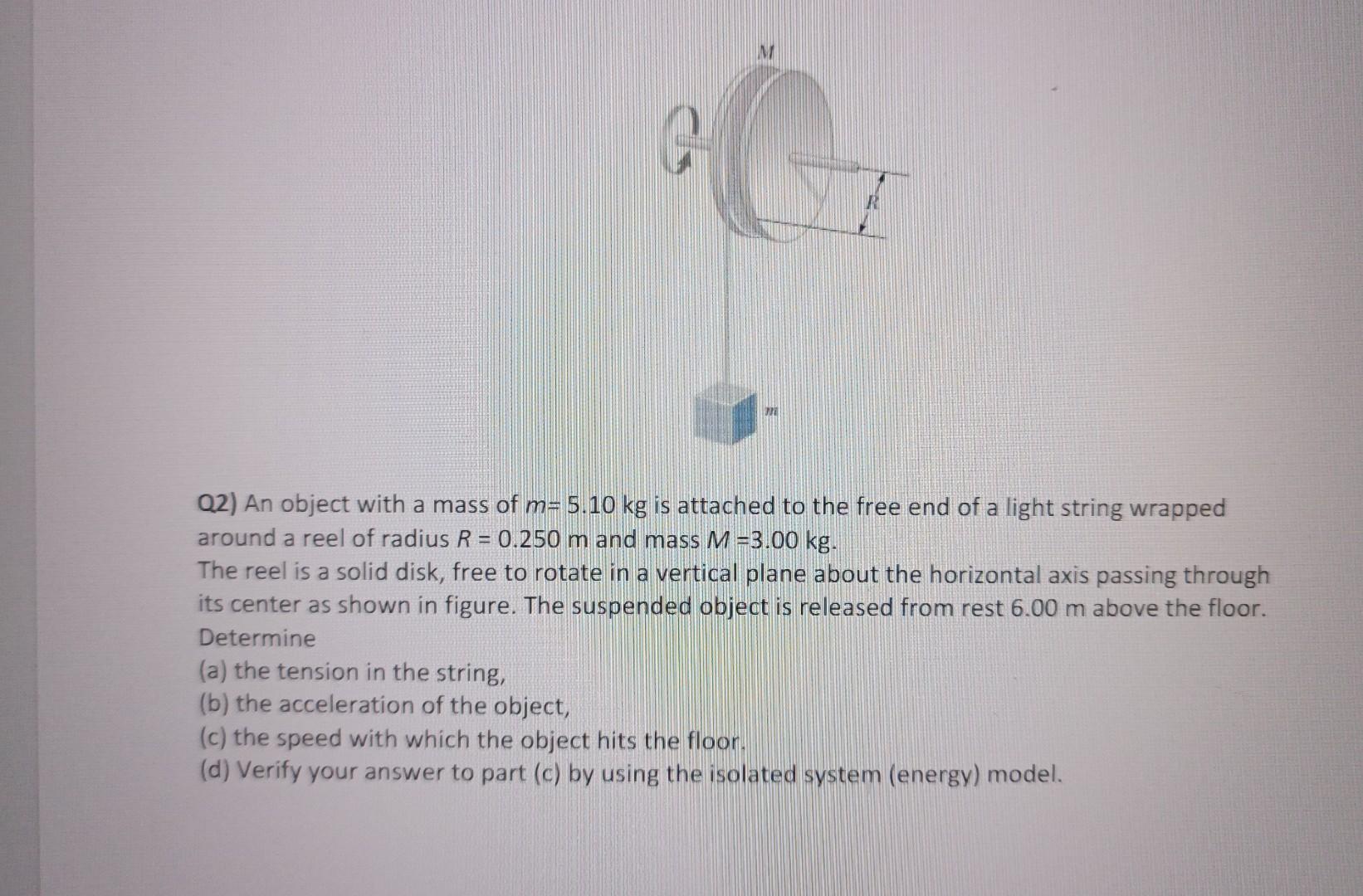 Solved Q2) An object with a mass of m=5.10 kg is attached to | Chegg.com