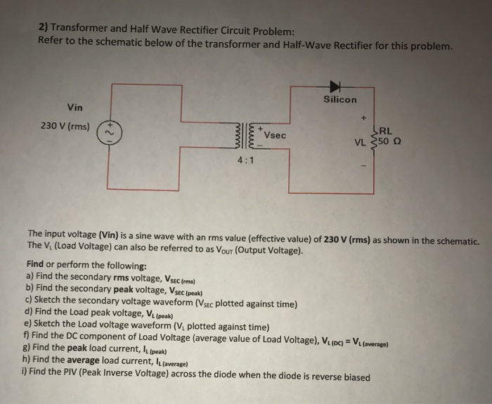 Solved 2) Transformer and Half Wave Rectifier Circuit | Chegg.com