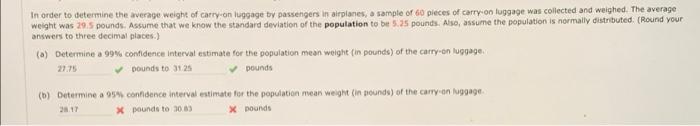 Solved In order to determine the average weight of carry on | Chegg.com