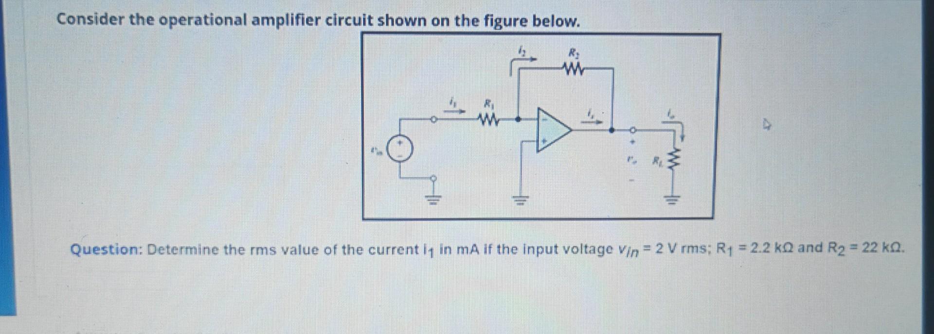 Solved Consider The Operational Amplifier Circuit Shown On 1986