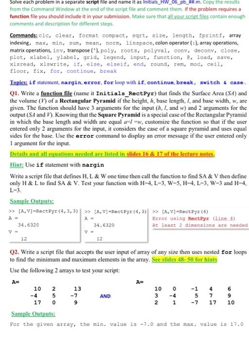 Solved Solve each problem in a separate script file and name | Chegg.com