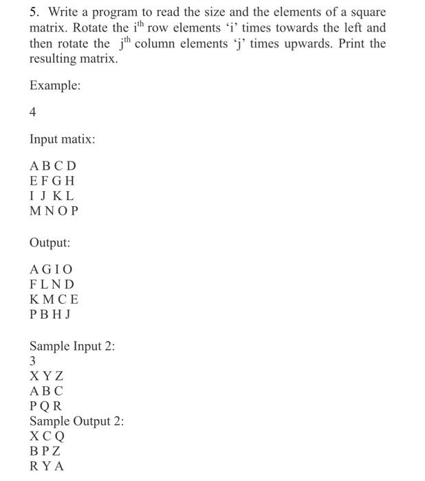 Solved 5. Write a program to read the size and the elements