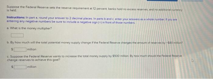 Solved Suppose The Federal Reserve Sets The Reserve | Chegg.com