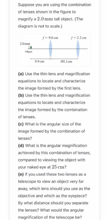 Solved Suppose you are using the combination of lenses shown | Chegg.com