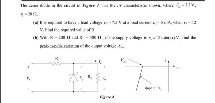 Solved The zener diode in the circuit in Figure 4 has the | Chegg.com