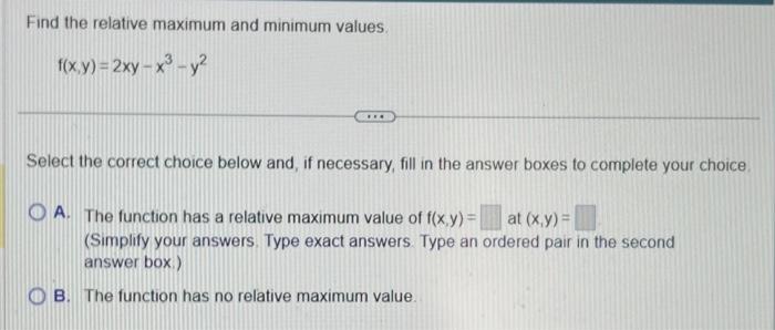 Solved Find The Relative Maximum And Minimum Values 8431