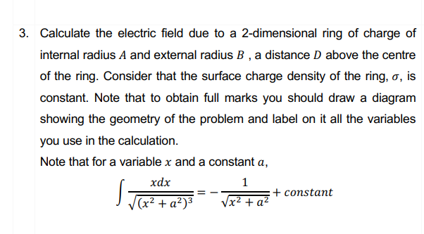 Solved Calculate the electric field due to a 2-dimensional | Chegg.com