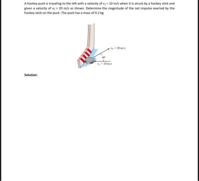 Solved A hockey puck is traveling to the left with a