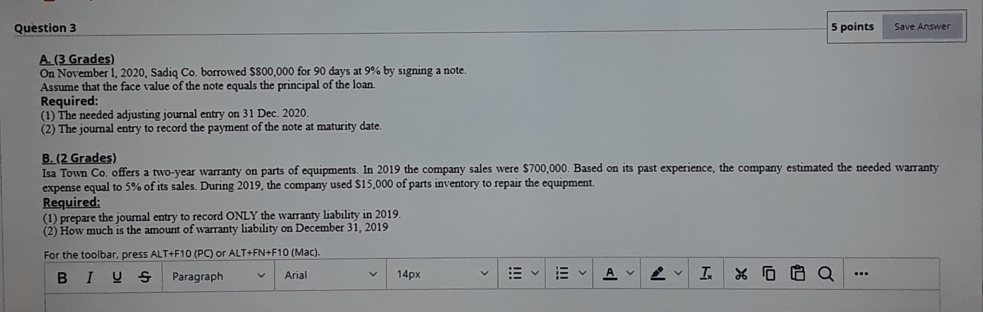 Solved Question 3 5 points Save Answer A. (3 Grades) On | Chegg.com