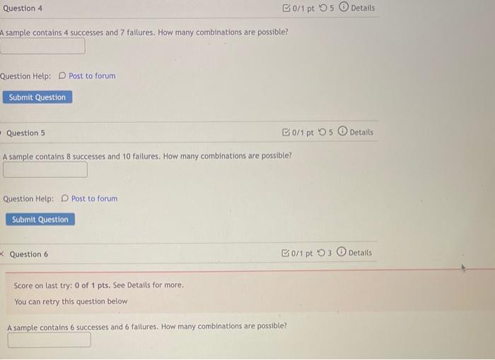 Solved Question 4 B0/1 Pt 95 Details A Sample Contains 4 | Chegg.com