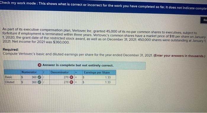 Solved As part of its executive compensation plan, Vertovec | Chegg.com