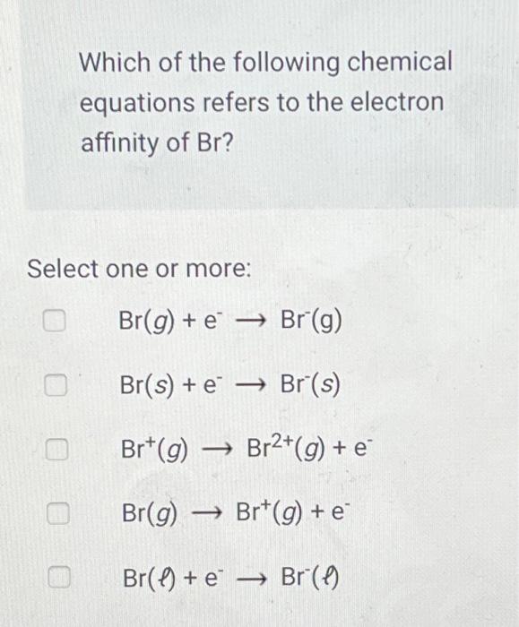 Solved Which of the following chemical equations refers to