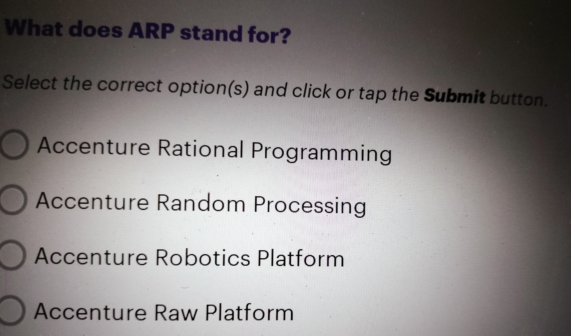 Solved What does ARP stand for?Select the correct option(s) | Chegg.com