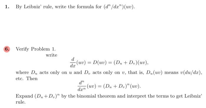 Solved 1. By Leibniz' rule, write the formula for | Chegg.com