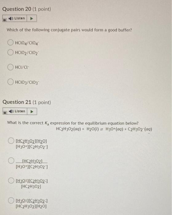 Solved Question 20 (1 point) Listen Which of the following | Chegg.com